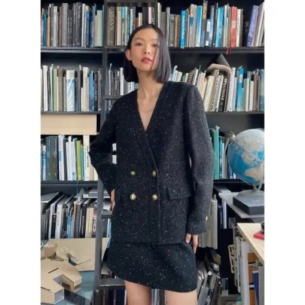 babaton kilburn metallic tweed blazer